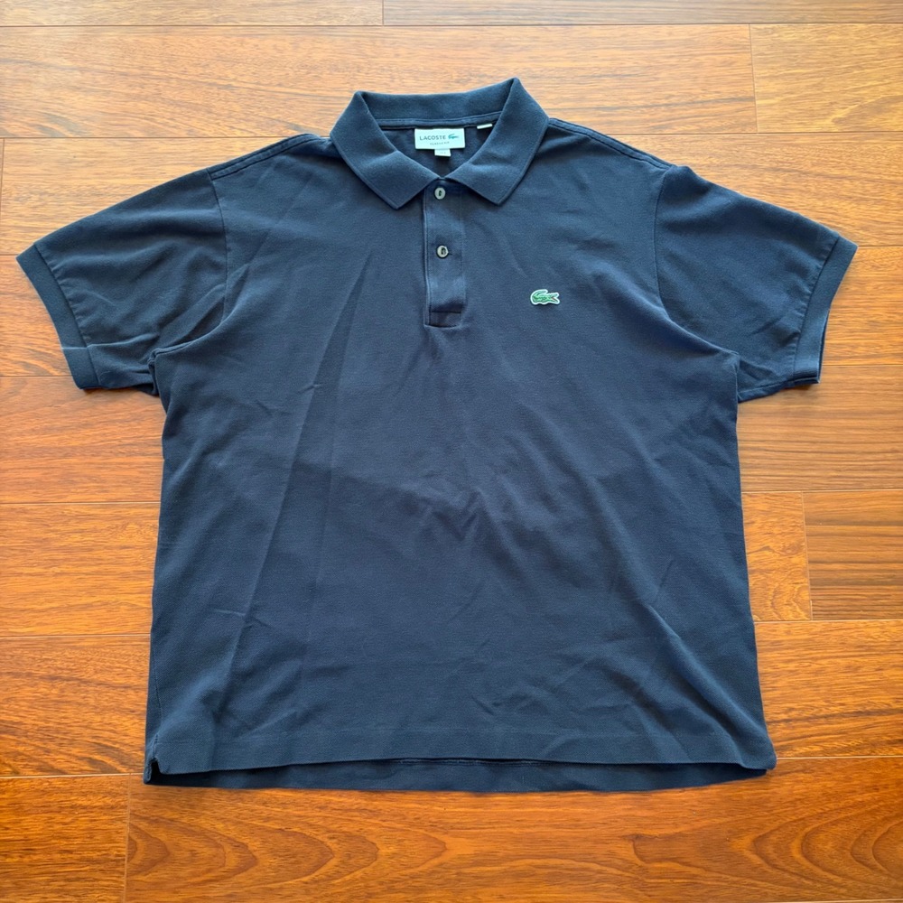 Lacoste Classic Fit Polo Shirt Black Cotton Pique Embroidered Logo Mens XL